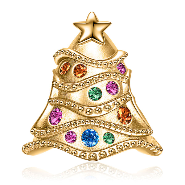 NINAQUEEN Sterling Silver Charm Gold Christmas Tree Series Charm Stylish jewelry for her
