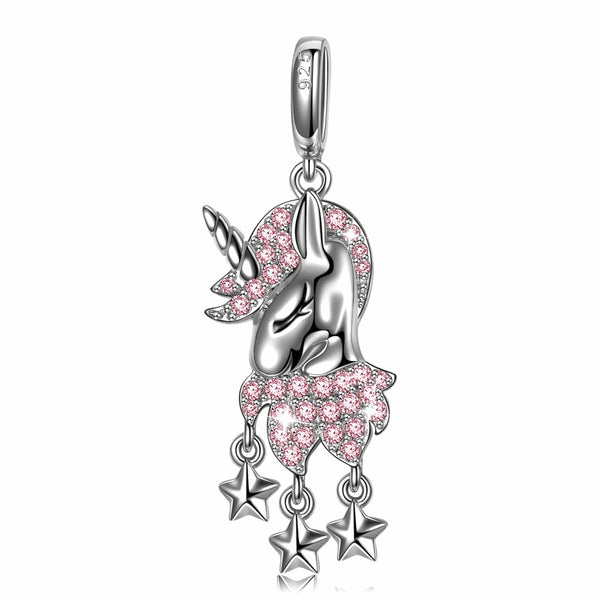 NINAQUEEN Sterling Silver Charm Pink Unicorn Series Charm Stylish jewelry for women