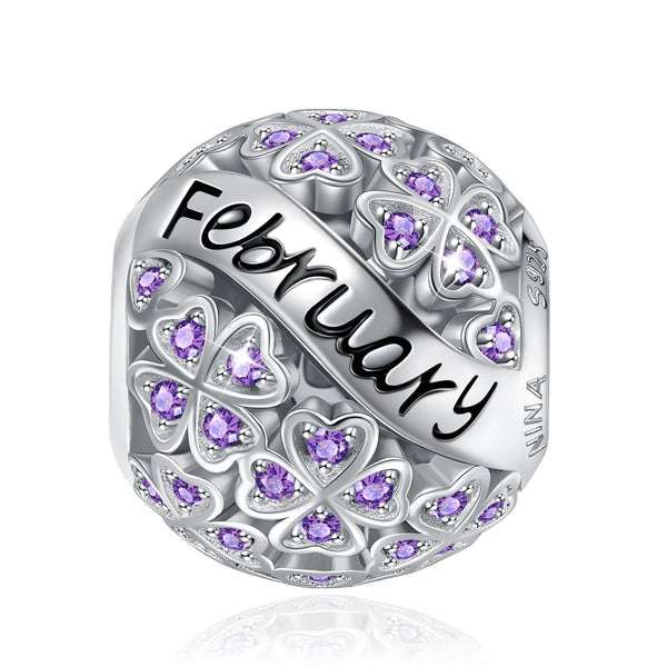 NINAQUEEN Sterling Silver Charm Birthstone Series February Charm Stylish jewelry for her