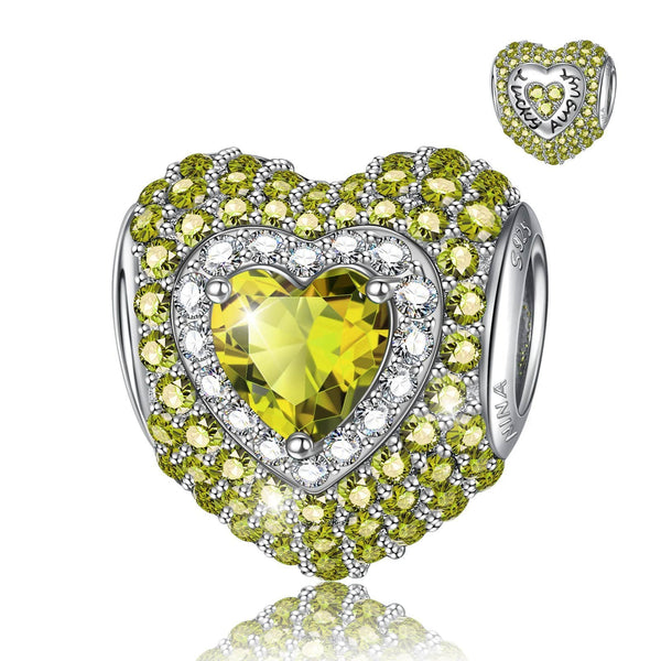 NINAQUEEN Heart Charm Sterling Silver Charm August Birthstone Charm Stylish jewelry