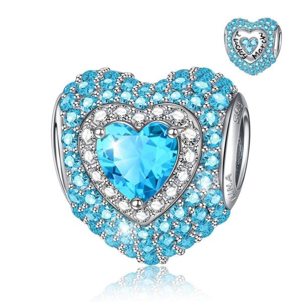 NINAQUEEN Heart Charm Sterling Silver Charm March Birthstone Charm Stylish jewelry