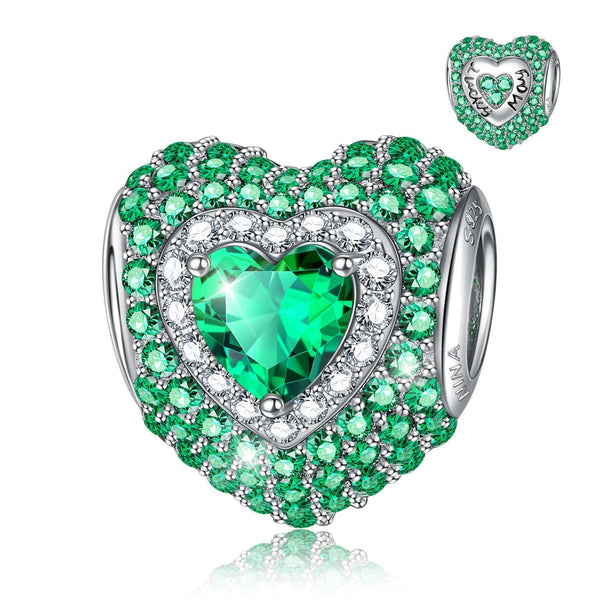 NINAQUEEN Heart Charm Sterling Silver Charm May Birthstone Charm Stylish jewelry