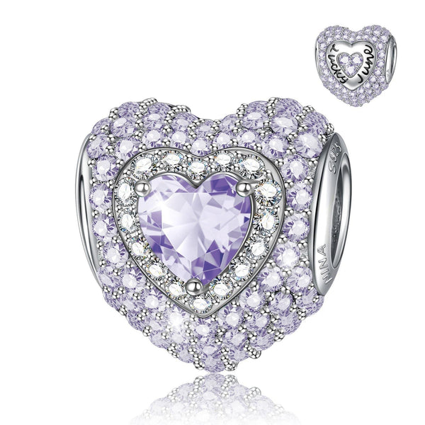 NINAQUEEN Heart Charm Sterling Silver Charm June Birthstone Charm Stylish jewelry