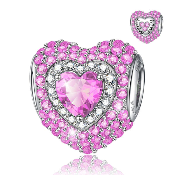 NINAQUEEN Heart Charm Sterling Silver Charm July Birthstone Charm Stylish jewelry