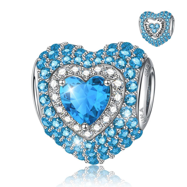 NINAQUEEN Heart Charm Sterling Silver Charm December Birthstone Charm Stylish jewelry