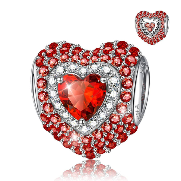 NINAQUEEN Heart Charm Sterling Silver Charm January Birthstone Charm Stylish jewelry