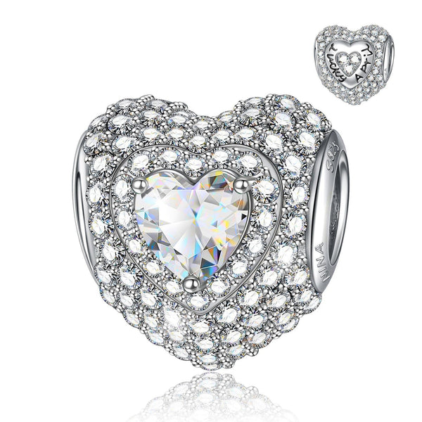 NINAQUEEN Heart Charm Sterling Silver Charm April Birthstone Charm Stylish jewelry