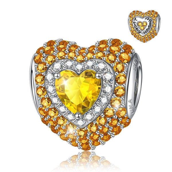 NINAQUEEN Heart Charm Sterling Silver Charm November Birthstone Charm Stylish jewelry
