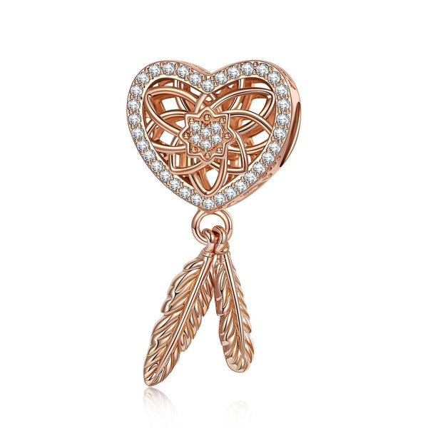 NINAQUEEN Sterling Silver Heart and Feather Charm Series Charm Stylish jewelry for her