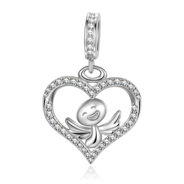 NINAQUEEN My Angel Series Pendant Necklace Sterling Silver Heart Necklace Fashion Jewelry for Her Personalized Jewelry