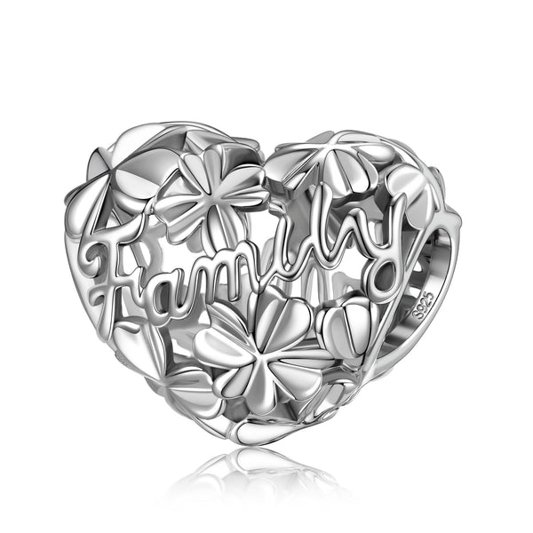 NINAQUEEN Family Series Heart Charm Sterling Silver Charm Personalized Jewelry