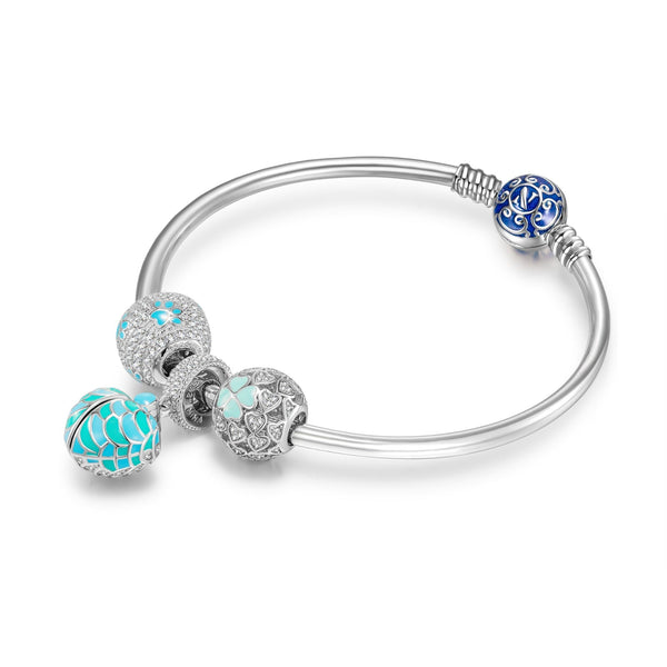 NINAQUEEN Light Blue Dream Series Charm Sterling Silver Charm with Bangle Jewelry Set Elegant piece of jewelry