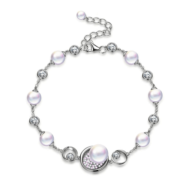 NINAQUEEN Sterling Silver Graceful Allure Pearl Bracelet