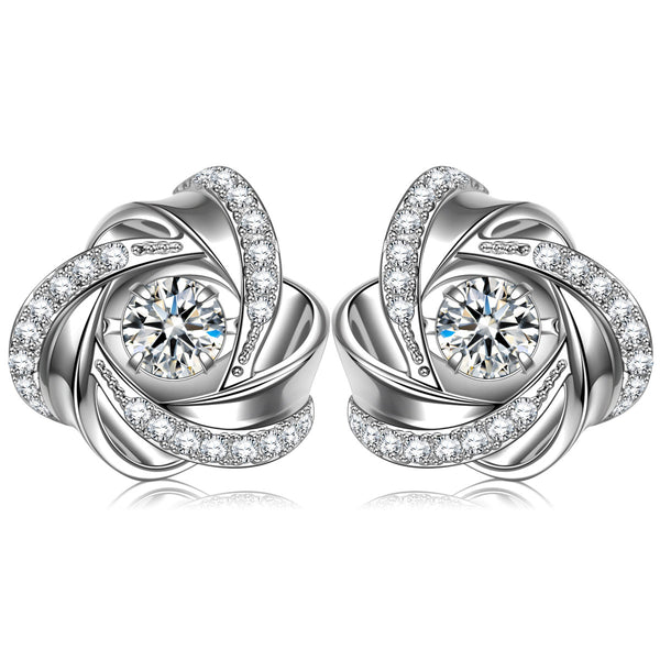 Dancing Heart 925 Sterling Silver Stud Earrings Jewelry Gifts for Women