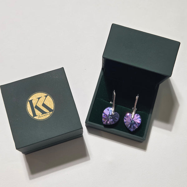 KK JEWELRY Purple Heart Electroplated Silver Earrings