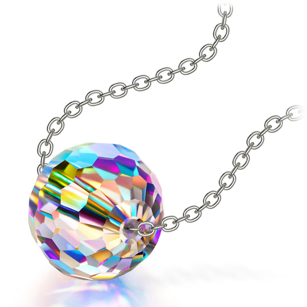 FANCI Sterling Silver Fantastic World Series Crystal Necklace In White Gold Plated.