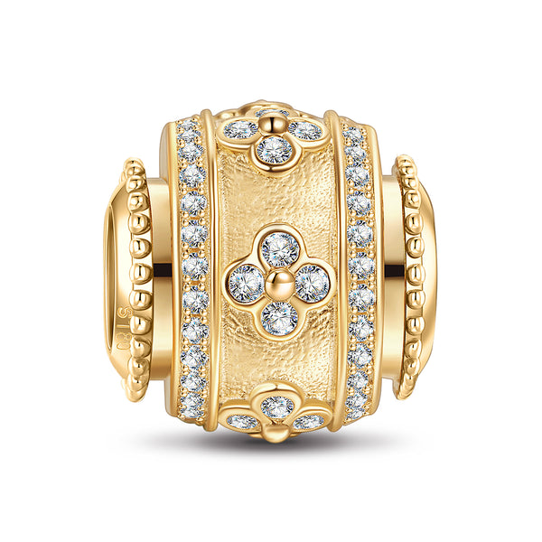 GINGAM Golden Four-leaf Clover Tarnish-resistant Silver Lucky Charms In 14K Gold Plated