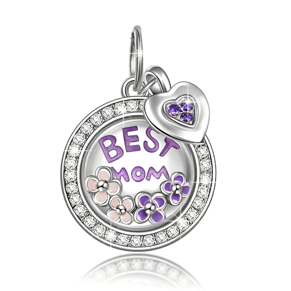 NINAQUEEN Sterling Silver Charm Best Mom Series Pendant Charm Fashion Jewelry for Her