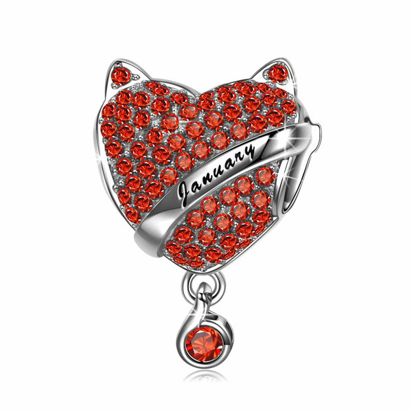 NINAQUEEN Birthstone Series Heart Charm Sterling Silver Charm January Charm Stylish jewelry for women