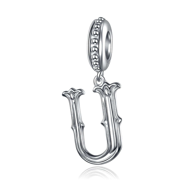 NINAQUEEN Letter U Alphabet Charm Sterling Silver Charm Personalized Jewelry