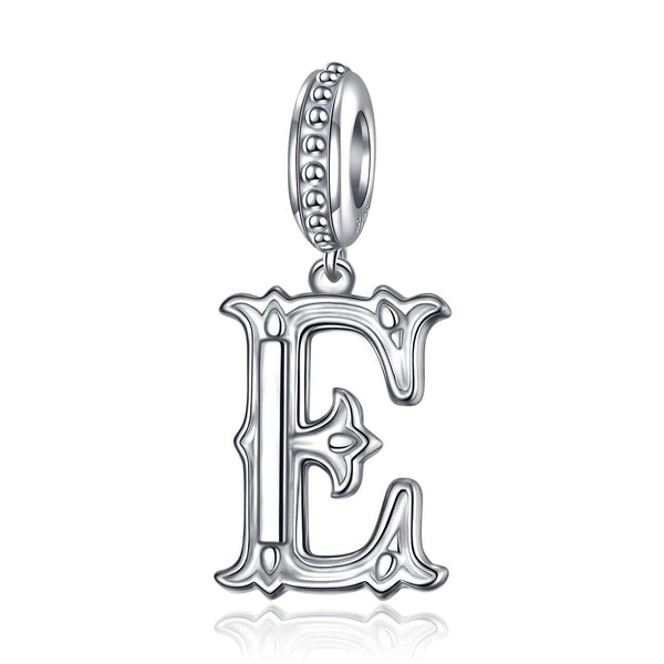 NINAQUEEN Letter E Alphabet Charm Sterling Silver Charm Personalized Jewelry