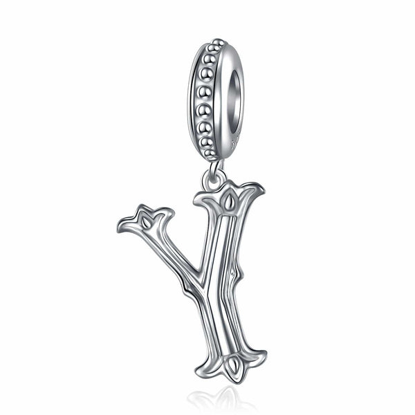 NINAQUEEN Letter Y Alphabet Charm Sterling Silver Charm Personalized Jewelry