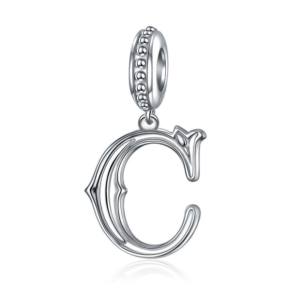 NINAQUEEN Letter C Alphabet Charm Sterling Silver Charm Personalized Jewelry