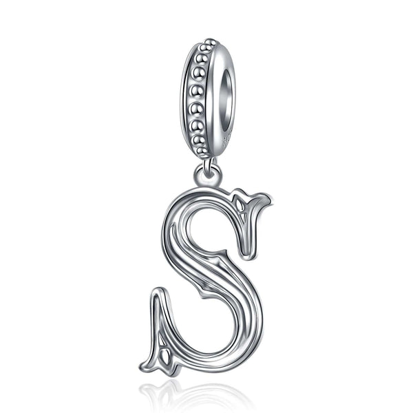 NINAQUEEN Letter S Alphabet Charm Sterling Silver Charm Personalized Jewelry