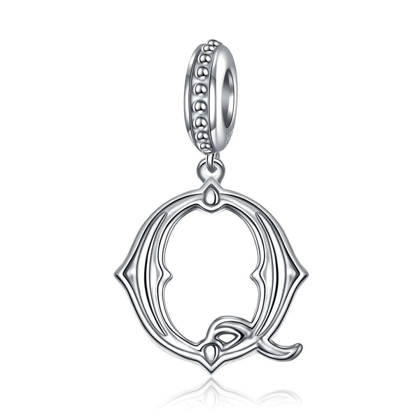 NINAQUEEN Letter Q Alphabet Charm Sterling Silver Charm Personalized Jewelry